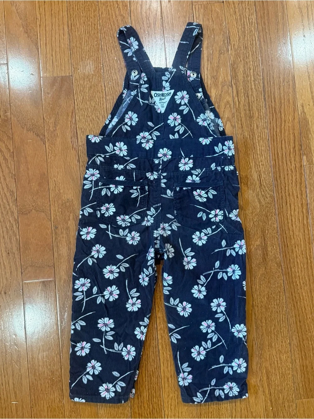 OshKosh B'Gosh Girls 18 Mo Baby Toddlers Daisy Floral Corduroy Overalls Vestbak